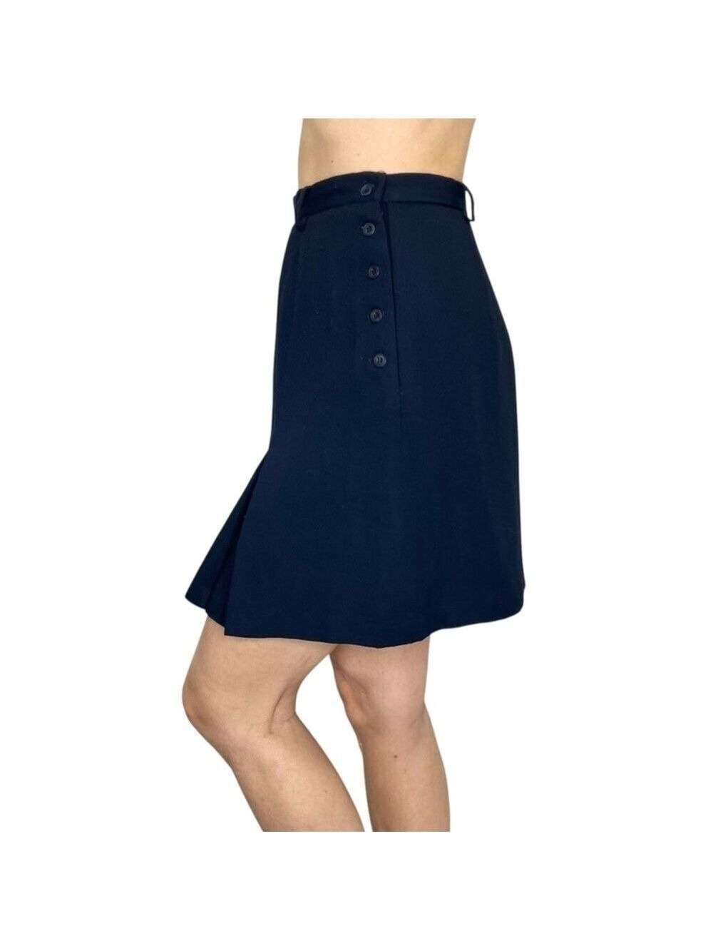 Vintage 80s 90s Jacob Canada preppy dark blue box pleat a line mini skirt